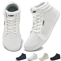 Geweo Barfußschuhe Damen Herren Hi top Sneaker Barfuss Schuhe Weiß 39 EU - 39 EU Weit