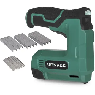 VONROC Akku Tacker & Nagelpistole - 2in1 Tacker für Holz, 4V Akku Nagler - Inkl. 900 Tackerklammern, 300 Nägel, 30 Schuss pro Minute