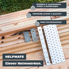 Helpmate – 12 Stück Flachverbinder 60x240 mm – Holzverbinder galvanisch verzinkt & blau passiviert – Verbindungsplatte mit hervorragendem Ko... - Blau