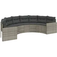 VidaXL Gartensofa mit Kissen Halbrund Grau Poly Rattan
