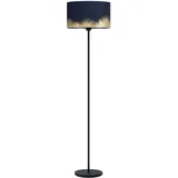 EGLO Stehlampe Casuarita, edle Wohnzimmer Lampe im Vintage Design, Standleuchte aus Metall mit Textil-Schirm aus Samt in dunkelblau und gold, Stehleuchte mit Schalter, E27 Fassung