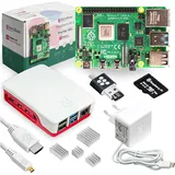 BerryBase Raspberry Pi 4 Starterkit, 64GB microSDHC inkl. Pi OS, Gehäuse, Netzteil, HDMI-Kabel und Zubehör - RAM: 2GB - Farbe: weiß