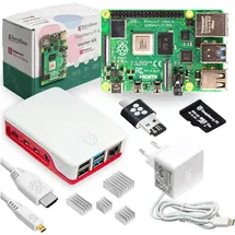 BerryBase Raspberry Pi 4 Starterkit, 64GB microSDHC inkl. Pi OS, Gehäuse, Netzteil, HDMI-Kabel und Zubehör - RAM: 2GB - Farbe: weiß