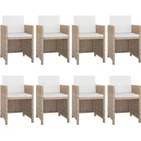 vidaXL 9-tlg. Garten-Essgruppe mit Auflagen Poly Rattan Beige