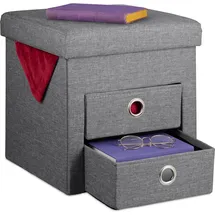 Relaxdays Sitzhocker mit Stauraum Polyester 39 x 37 x 37 cm Dunkelgrau