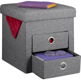 Relaxdays Sitzhocker mit Stauraum Polyester 39 x 37 x 37 cm Dunkelgrau