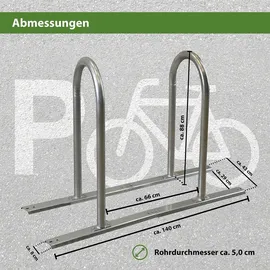 Trutzholm Fahrradständer 2 x Anlehnbügel 140 x 88 cm Stahl feuerverzinkt Ø 50 mm grau