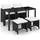 vidaXL Polyrattan Set 11-tlg. schwarz/cremeweiß