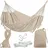 OEM Gartenhängematte Im Brasilianischen Boho-Stil 190x150 cm, Beige, 120 kg Belastbarkeit, Mit Fransen, Aufbewahrungstasche 2 Seilen, Baumwolle-Polyester, Outdoor Indoor