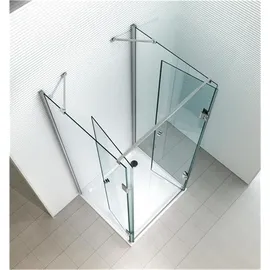 Glaszentrum Hagen Ares Eckdusche mit Drehtür 80 x 80 cm silber transparent inkl. Duschtasse