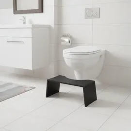 Relaxdays Toilettenhocker klappbar Bambus rutschfest schwarz