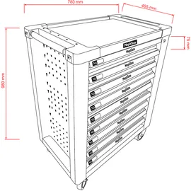 Mephisto XXL Premium Werkzeugwagen mit 9 Schubladen ohne Werkzeug