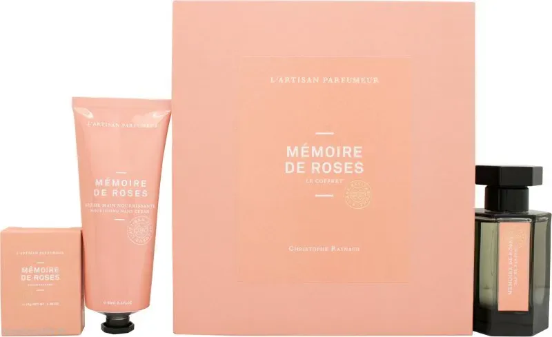 L'Artisan Parfumeur Mémoire de Roses Gift Set: EDP Spray 50ml + Soap 25g + Hand Cream 65ml