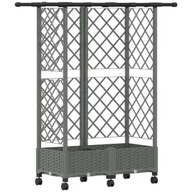 vidaXL Hochbeet mit Rankgitter und Dach 124 x 40 x 127 cm Hellgrau