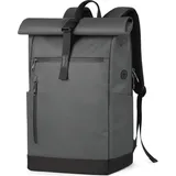Inateck RollTop Rucksack Herren Damen 25L-30L Fahrradrucksack Schulrucksack für Uni Freizeit Job Sport Reisen, Stylische Tagesrucksack mit 17 Zoll Laptopfach, Grau