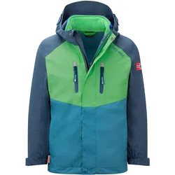 Kinder 3-in-1-Funktionsjacke Bryggen Frischgrün/Mystik Blau/Dunkel Marine Gr. 104 - 4 Jahre