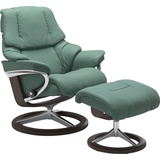 Stressless Relaxsessel STRESSLESS Reno Sessel Gr. Leder PALOMA, Signature Base Wenge-L, Relaxfunktion-Drehfunktion-PlusTMSystem-Gleitsystem-BalanceAdaptTM, B/H/T: 92 cm x 100 cm x 80 cm, grün (aqua green paloma) Lesesessel und Relaxsessel