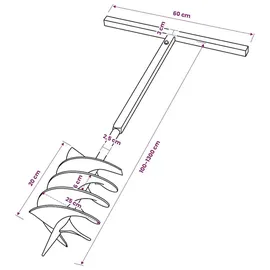 vidaXL Erdbohrer mit Griff 200 mm Verlängerungsrohr 13 m