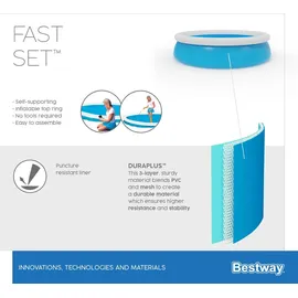BESTWAY Fast Set Aufstellpool ⌀ 366 x 76 cm Blau