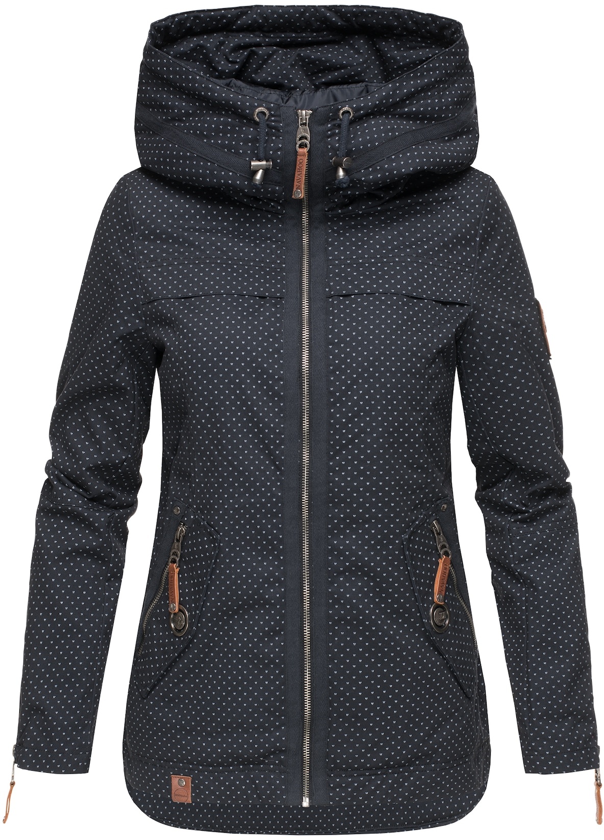 NAVAHOO Damen Moderner Outdoorjacke Übergangsparka aus Baumwolle mit Kapuze Wekoo