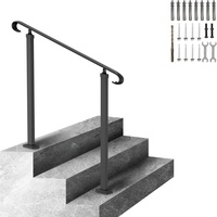 Vevor Treppengeländer 100x13,5x97 cm Handlauf Geländer Höhe(bis zu 32 cm) & Winkel(0-52,8°) einstellbar Eingangsgeländer Eisenhandlauf Ideal für 1 oder 2 stufige Treppen mit Installationskit Schwarz