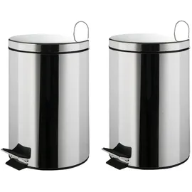 Home4You Kosmetikeimer 2er Set, Edelstahl - mit Kunststoffeinsatz - 12 Liter - 2er Set
