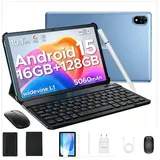 DOOGEE U10 Android Tablet mit Tastatur, Stift, Maus, 10 Zoll, 128GB ROM AI Tablet (10.1", 128 GB, Android 15, WIFI, 5060mAh, Widevine L1, WiFi6, Face ID, Kinder Tablet) blau