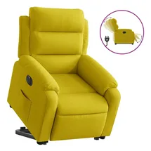 vidaXL Relaxsessel mit Aufstehhilfe Elektrisch Gelb Samt