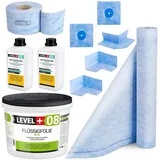 Level + Dichtset für Duschabdichtung Bad Dichtband Flüssigfolie 12 kg