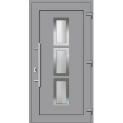Aluminium-Kunststoff Haustür "YUKI" 74 mm Maßanfertigung Silbergrau RAL 7001 außen öffnend DIN rechts