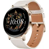 Elegant 42 mm light gold white leather