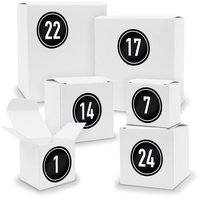 Adventskalender zum Füllen 24x Quader Würfel gemischt WEISS + Sticker (V01 Z08)