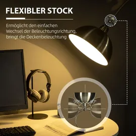 Homcom Stehlampe mit E27 Fassung, Stehleuchte mit verstellbarem Lampenschirm, 40 W Bogenlampe im Retro-Design, mit Messingoptik, für Wohnzimmer Schlafzimmer