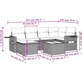 vidaXL Gartensofa-Set 7-tlg. schwarz