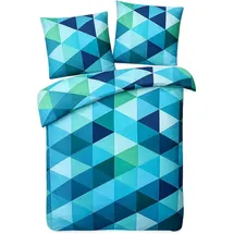 Traumschlaf Nook grafisch Blau 240 x 220 cm + 2 x 80 x 80 cm