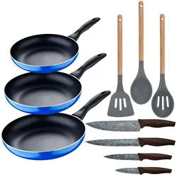 San Ignacio - Daimiel 3-teiliges Bratpfannenset, ø16/20/24 cm, gepresstes Aluminium, Induktion, mit 3 Küchenutensilien und Messerset.