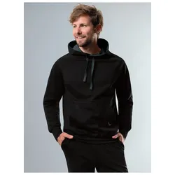 Kapuzensweatshirt TRIGEMA "TRIGEMA Kapuzensweatshirt aus Biobaumwolle", Herren, Gr. L, schwarz, 75% Baumwolle (Biobaumwolle kbA), 25% Baumwolle (recycelt), casual, Sweatshirts