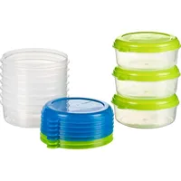 Kigima Gefrierdosen 12x0,125L rund Grün & Blau – Vorratsdosen mit Deckel luftdicht – Transparente Frischhaltedosen – Aufbewahrungsbox Küche für Mealprep & Organisation – Austrian Quality