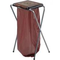 Kadax Ständer für Mülltrennung, stabiler Müllsackhalter mit Kunststoffdeckel, Müllsackständer, Abfallbehälter, Müllbeutelhalter, Müllständer (Einzeln, Braun)