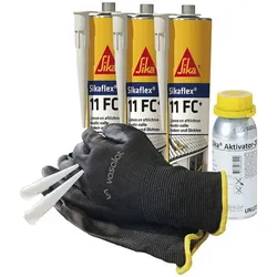 Sikaflex 11FC weiss, grau, schwarz mit Aktivator für Aluminium & Stahl Abdichtung - 11FC+ grau mit Aktivator