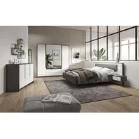 Schlafzimmer-Set SEGA komplett 5-teilig graphit weiß DESIGN MÖBEL