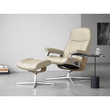 Stressless Relaxsessel STRESSLESS Consul Sessel Gr. Leder BATICK, Cross Base Eiche, Rela x funktion-Drehfunktion-PlusTMSystem-Gleitsystem-BalanceAdaptTM, B/H/T: 78 cm x 97 cm x 70 cm, beige (cream batick) Lesesessel und Relaxsessel