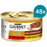 GOURMET Gold Délicatesse en Sauce mit Rind und Huhn 48x85g