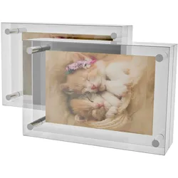 Intirilife magnetischer Acrylbilderrahmen - 10.2 x 15.3 x 2 cm - Bilderrahmen, rahmenlos, klar