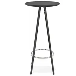 Runder Hochtisch aus Schwarzem Holz  Stehtisch mit Sockel für Getränke  Bar Tisch mit Fußstütze  Modern Design  60x60x110 cm  Kadima Design