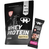 1kg Mammut Whey Protein Eiweißshake - Set inkl. Protein Shaker, Riegel, Powderbank oder Tasse (Apple Strudel, Mammut Protein Bar - Raspberry)