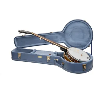 Crossrock Relief Series-Holzkoffer für 5-String Resonator-Banjo, mit stark strukturierter Oberfläche, Kunstfell in Nerzoptik, Edelstahlverschlüssen – Rauchblau (CRW630BJSB)