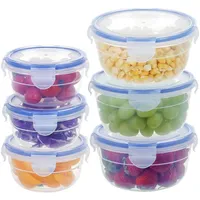 EASYLOCK Frischhaltedosen mit Deckel Rund 6er-Set 0,3L 0,6L BPA-frei Kunststoff Gefrierdosen Klein, Stapelbar, Luftdicht, Spülmaschinen-, Mikrowellen-, und Gefriergeeignet (Blau)