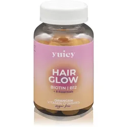 Yuicy Hair Glow Kaugummis mit Biotin, B12 und 8 Essentials zur Unterstützung glanzvoller Haare - zuckerfrei - Orangengeschmack (60 St.)