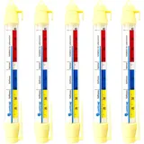 Lantelme 5 Stück Kühlschrankthermometer Temperatur -45°C bis 40°C zum aufhängen | 21cm Lang Analog Gefrierschrankthermometer Set | Thermometer für Eisfach Kühltheke Kühlschrank Gefrierschrank (5)